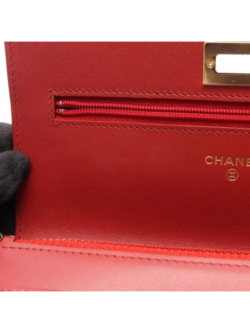 Chanel Shoulder Bag 2.55 Quilted Red Calfskin Chain Wallet
